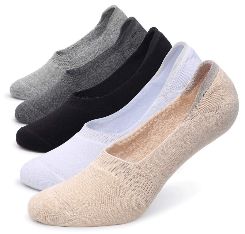 Pareberry Women's Thick Cushion Cotton Athletics Casual Low Cut Flat Non-Slip Boat Liner No Show Socks-5/10 Pack (Shoe Size: 5-8.5, A-multicoloured) - Image 1